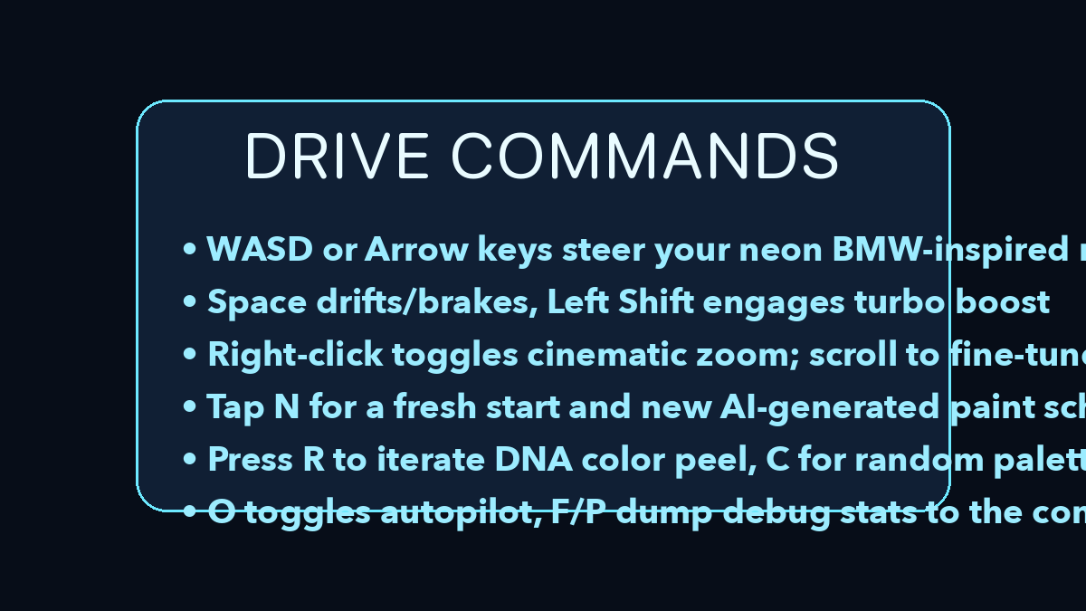 PoryDrive control cheatsheet